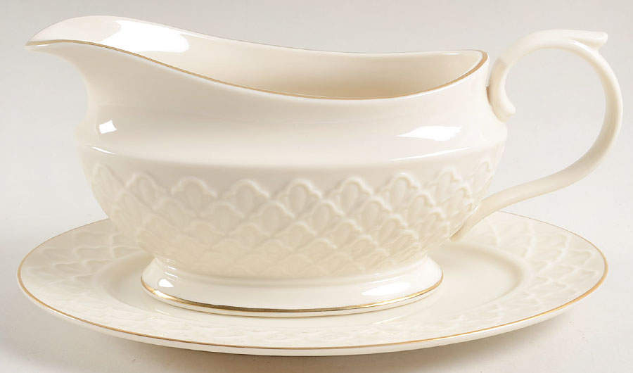 Jacquard Gold Gravy Boat & Underplate/Relish by Lenox-1