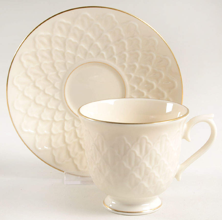 Jacquard Gold Footed Cup & Saucer Set by Lenox-1