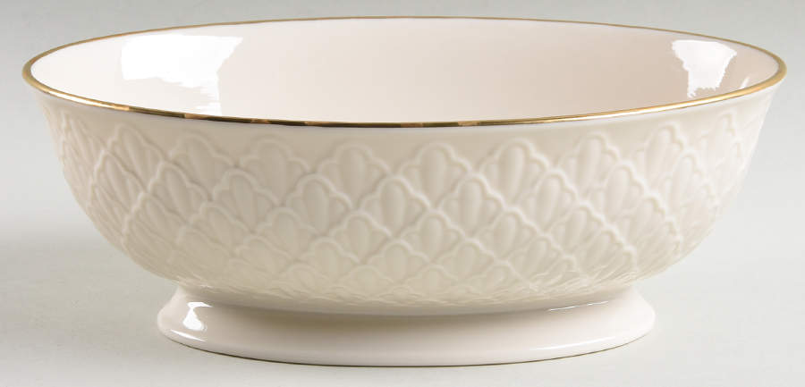 Jacquard Gold 9" Oval Vegetable Bowl by Lenox-1