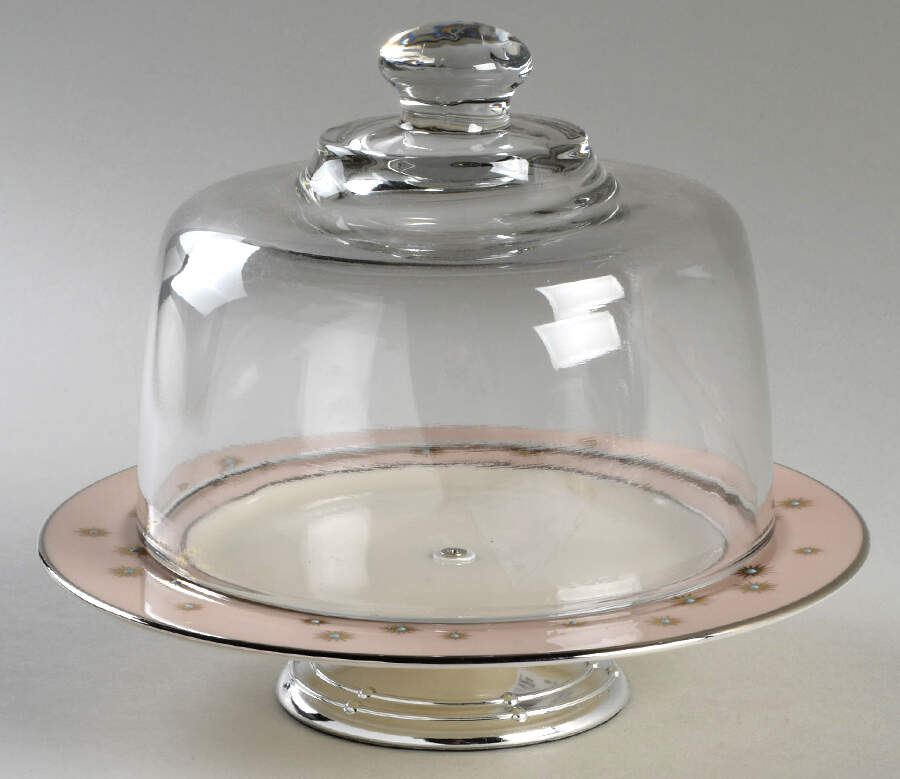 Jewel 6 1/2"-7 1/2" Footed Cheese Plate w/ Glass Dome HC by Lenox-1