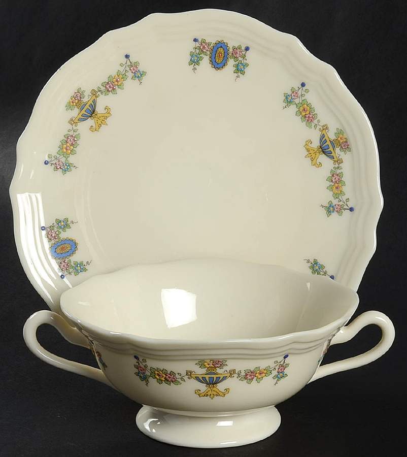 Kenmore Footed Cream Soup Bowl & Saucer Set by Lenox-1