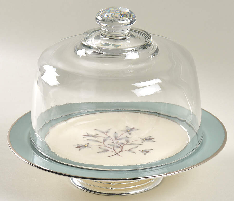 Kingsley 6 1/2"-7 1/2" Footed Cheese Plate w/ Glass Dome HC by Lenox-1