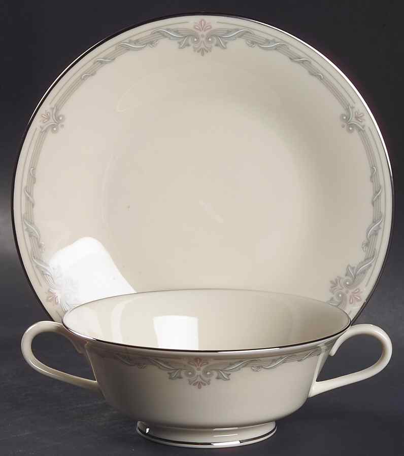Kingston Footed Cream Soup Bowl & Saucer Set by Lenox-1