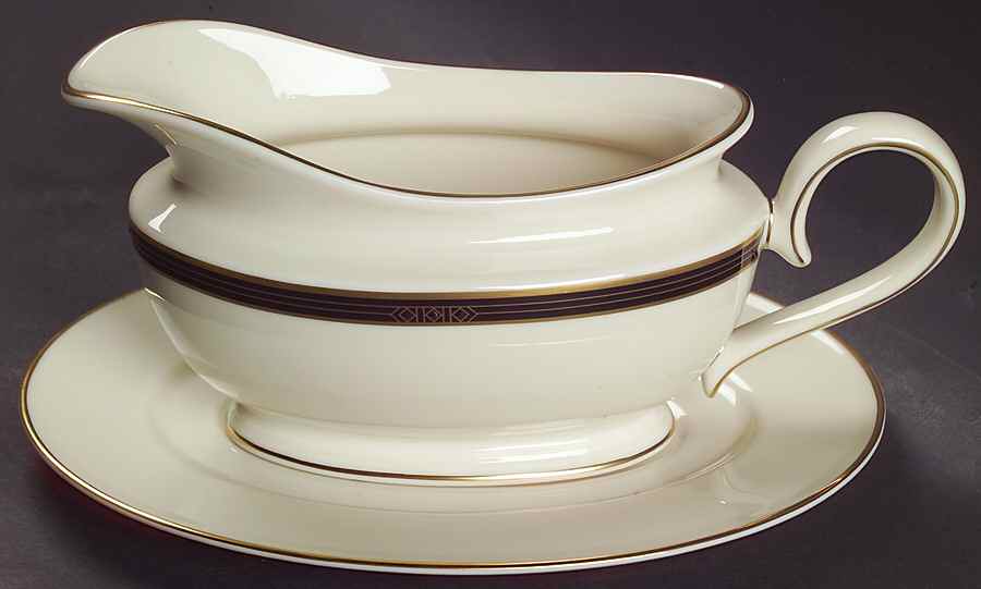 Langdon Gate 1999 Shape Gravy Boat & Underplate by Lenox-1