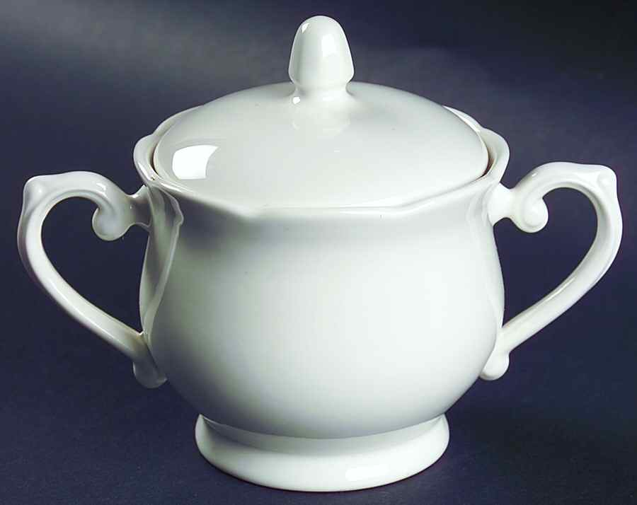 Lantana White Sugar Bowl & Lid by Lenox-1