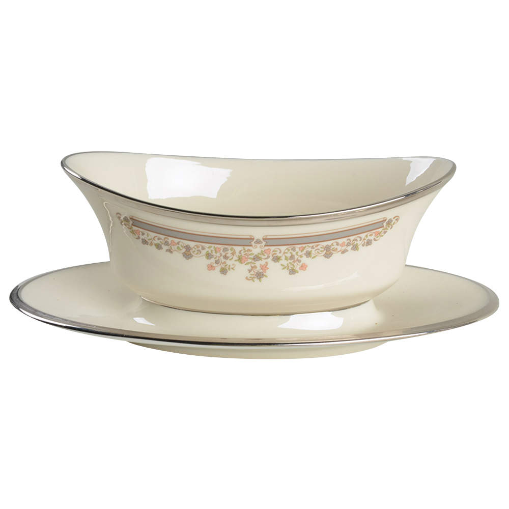 Lace Point Gravy Boat with Attached Underplate by Lenox-1