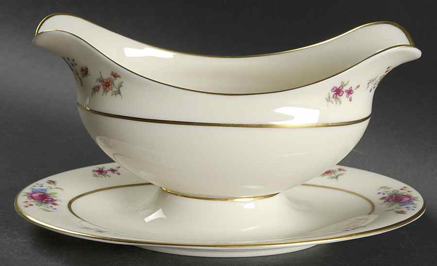Lenox Rose Gravy Boat with Attached Underplate by Lenox-1