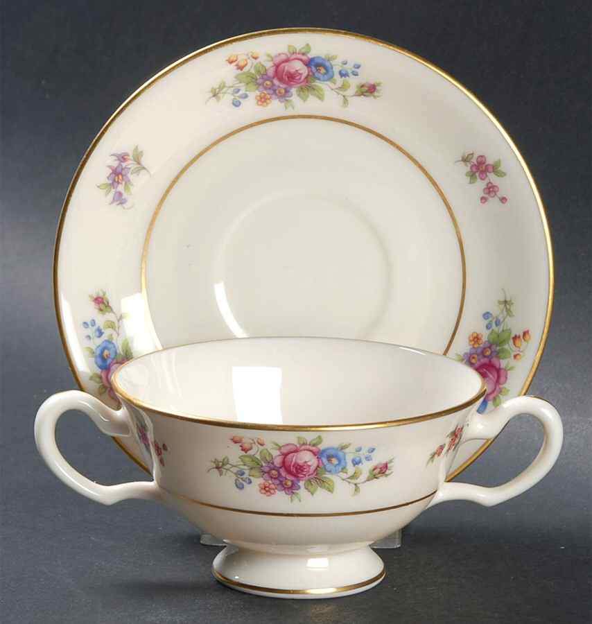 Lenox Rose Footed Bouillon Cup & Saucer by Lenox-1