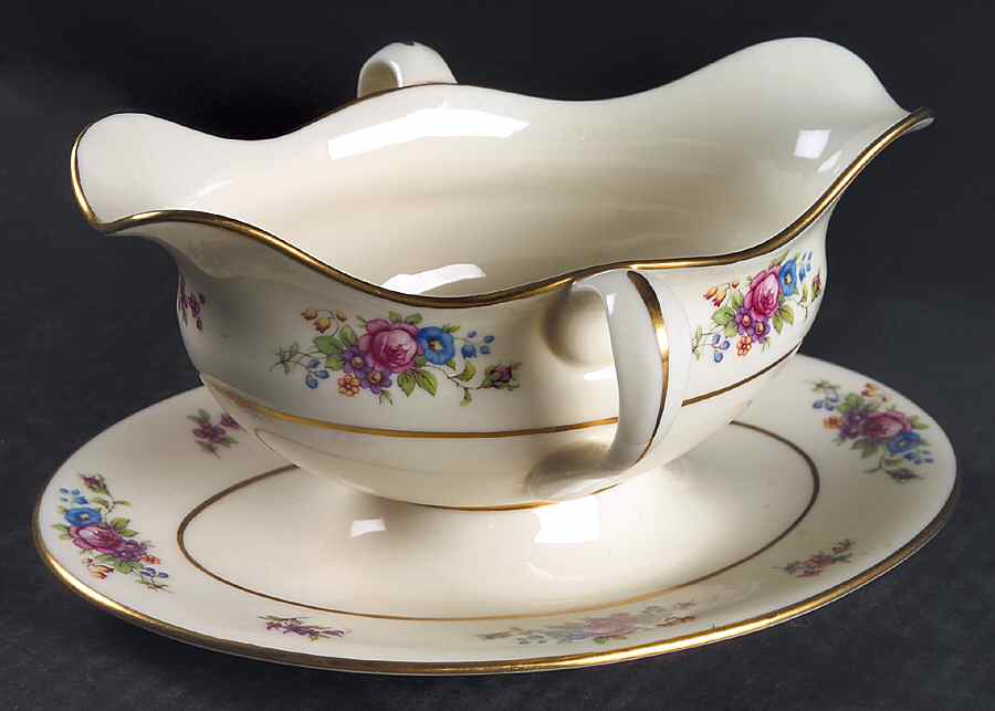 Lenox Rose Gravy Boat with Attached Underplate by Lenox-1