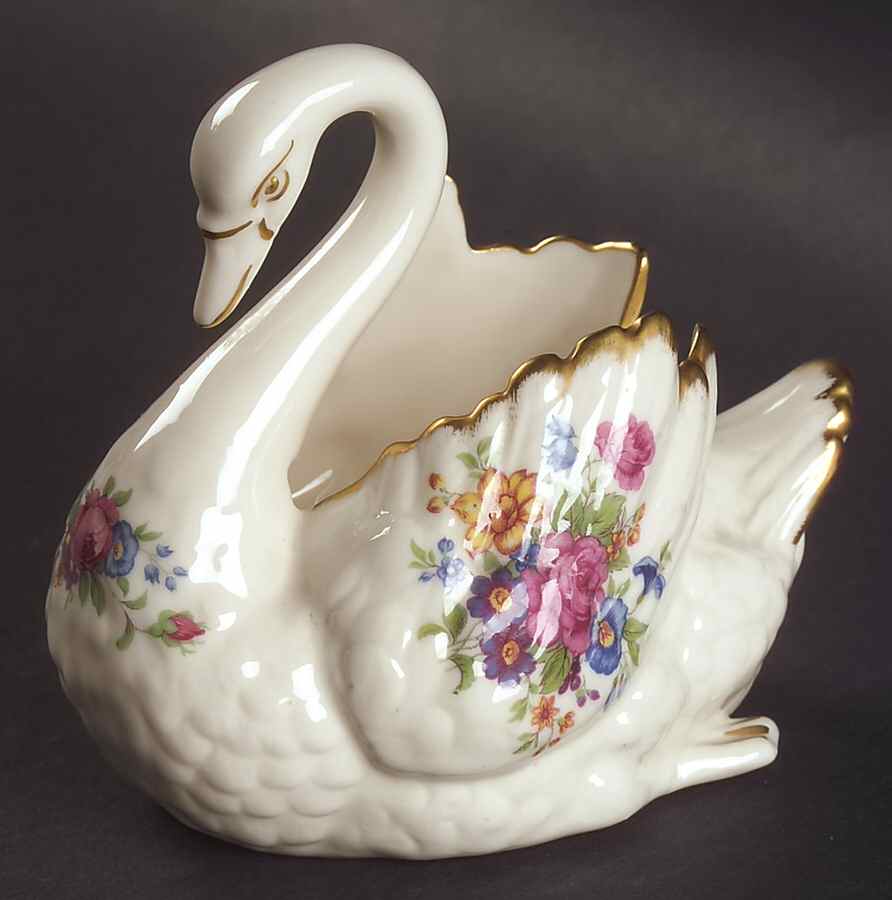 Lenox Rose Swan Shaped Open Sugar Bowl by Lenox-1