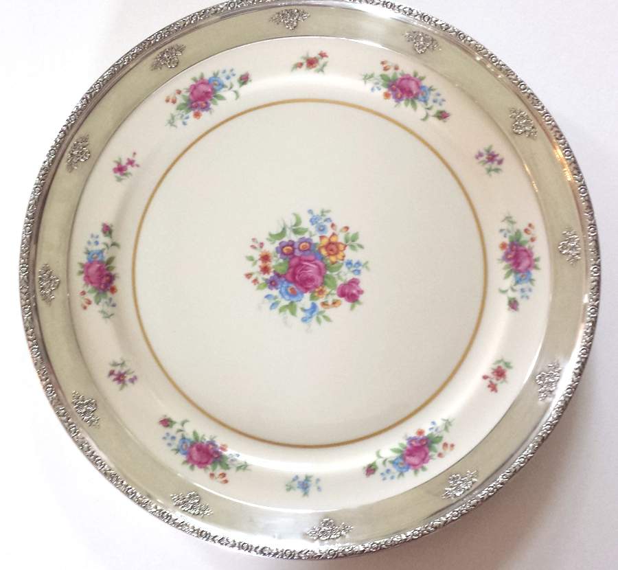 Lenox Rose 12" Chop Plate/Round Platter W/Sterling Rim by Lenox-1