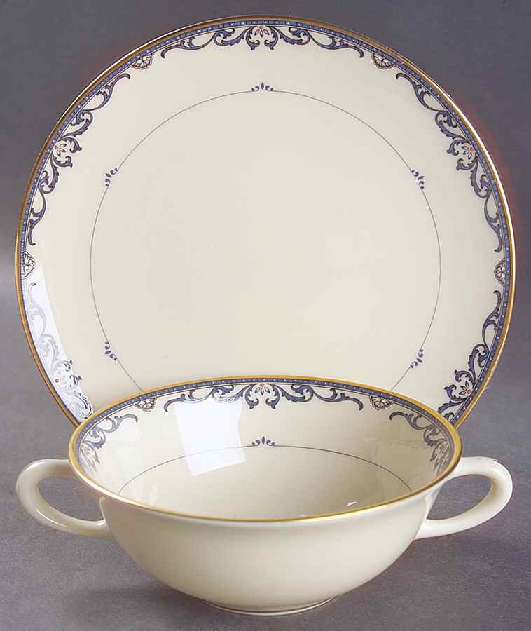 Liberty Flat Cream Soup Bowl & Dessert Plate/Saucer Set by Lenox-1