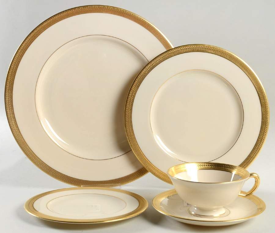 Lowell (Gold Backstamp) 5 Piece Place Setting by Lenox-1