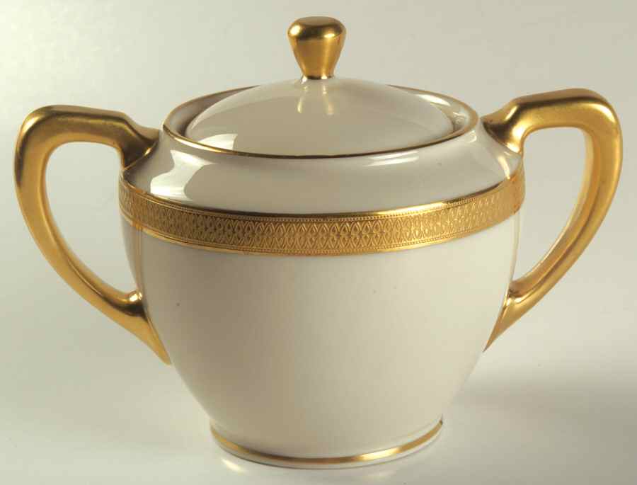 Lowell (Gold Backstamp) Shape 1962 Sugar Bowl & Lid by Lenox-1
