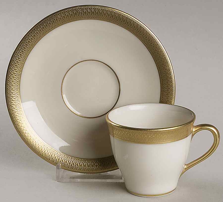 Lowell (Gold Backstamp) Flat Demitasse Cup & Saucer Set by Lenox-1