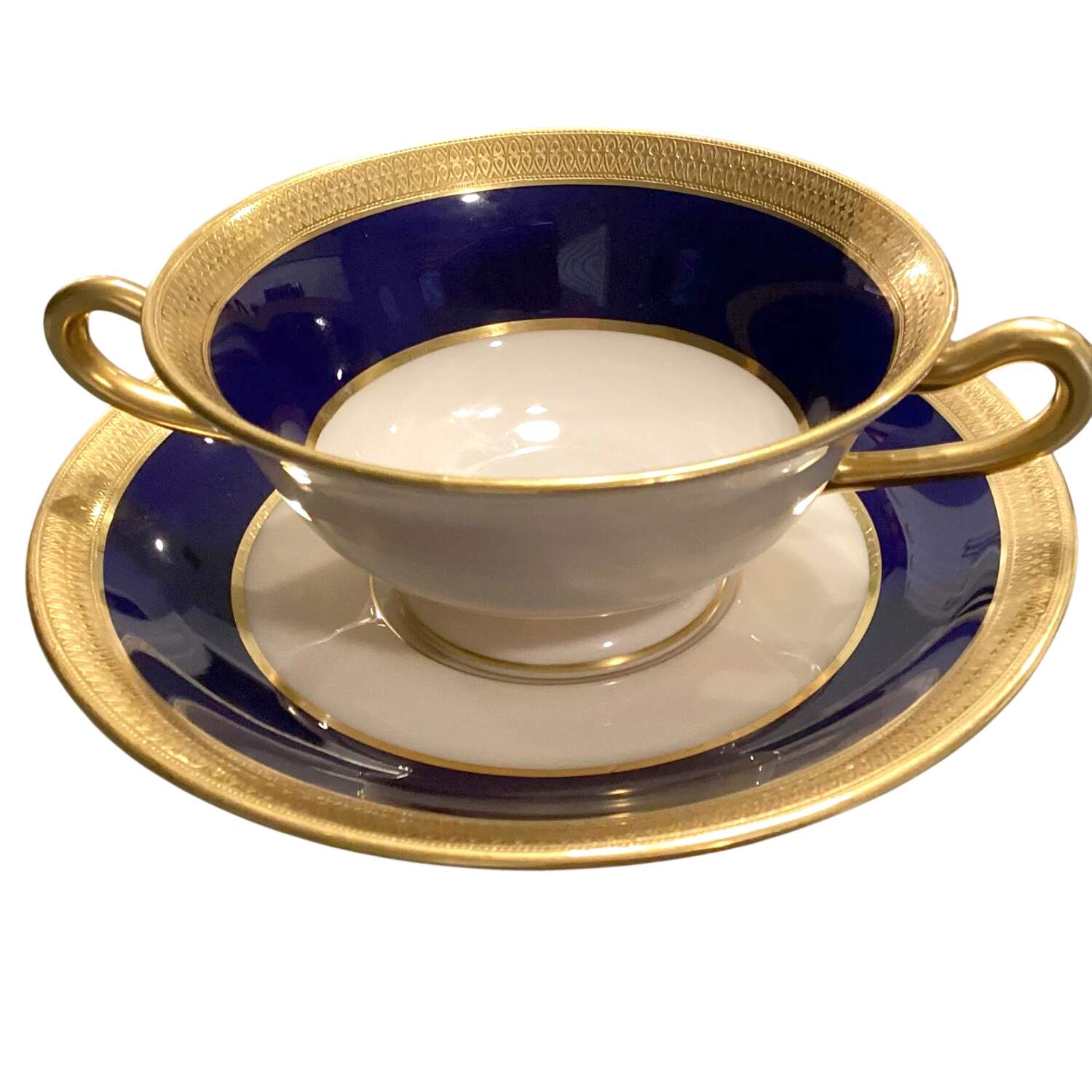 Lowell Cobalt Blue Cream Soup Bowl & Saucer Set by Lenox-1