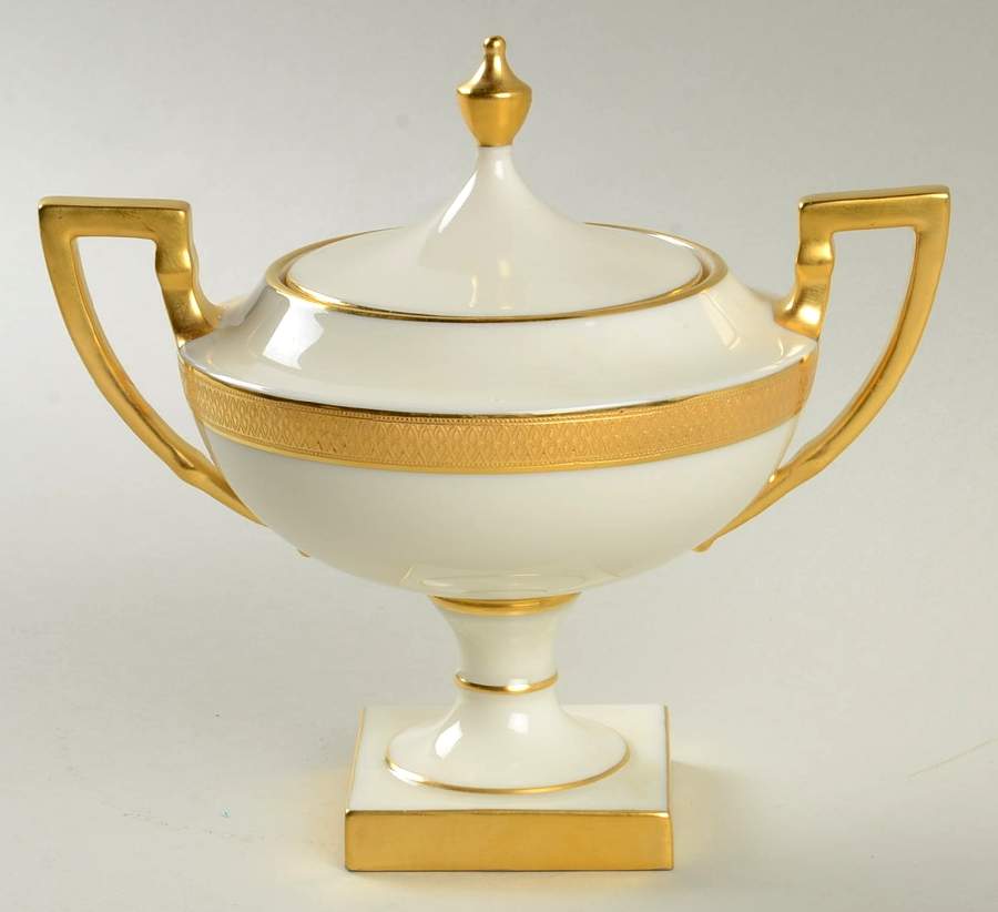 Lowell (Green Backstamp) Sugar Bowl & Lid by Lenox-1