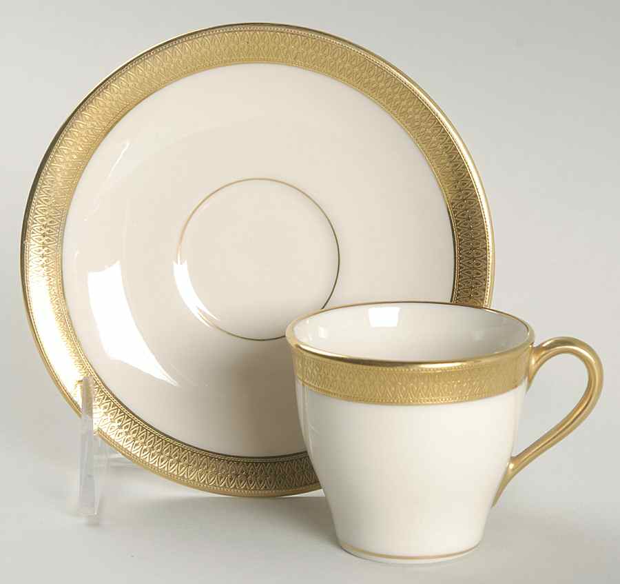 Lowell (Green Backstamp) Flat Demitasse Cup & Saucer Set by Lenox-1