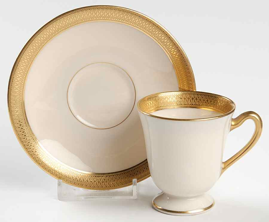 Lowell (Green Backstamp) Flat Demitasse Cup & Saucer Set by Lenox-1