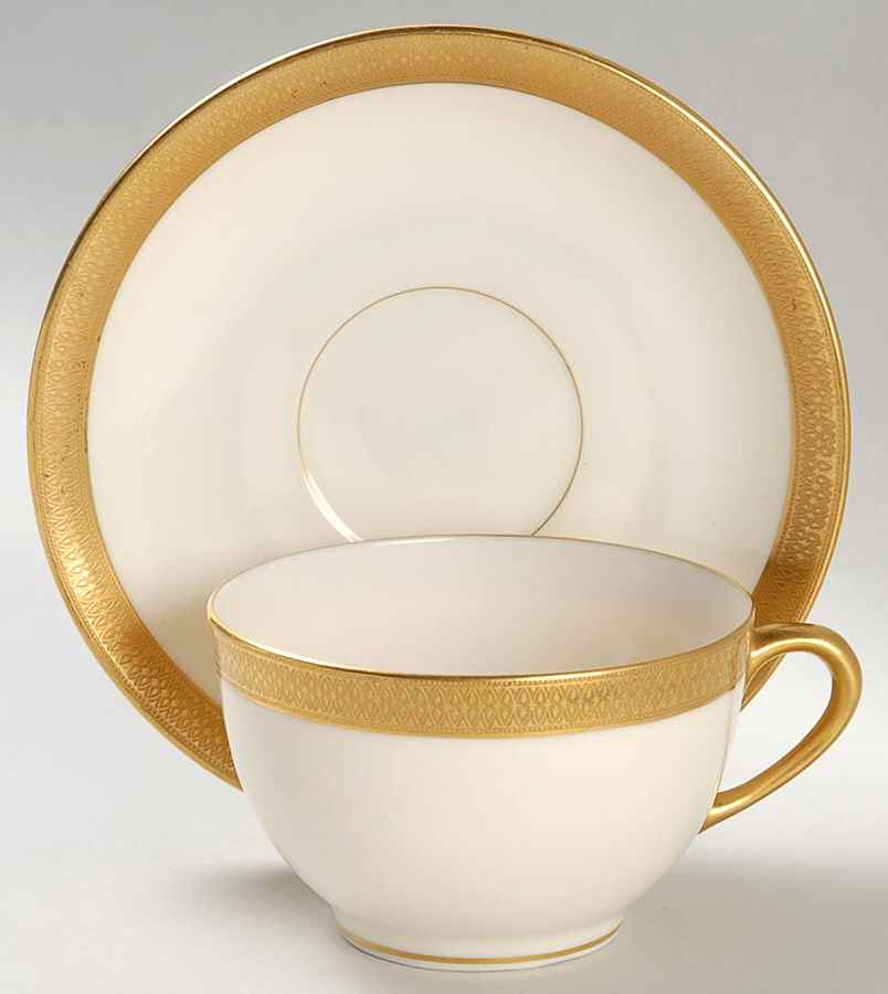 Lowell (Green Backstamp) Flat Cup & Saucer Set by Lenox-1