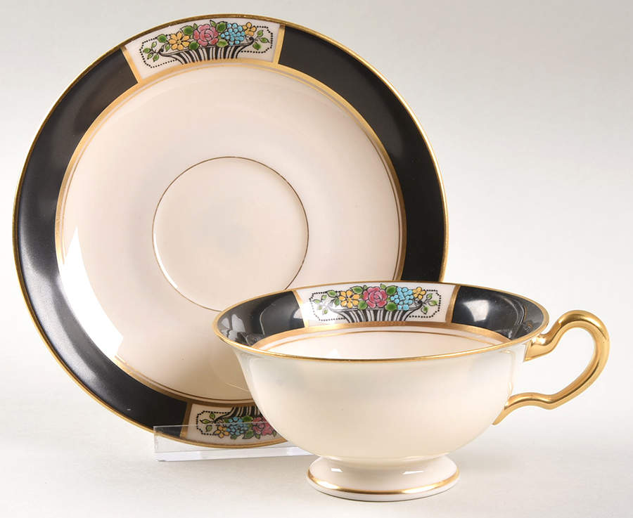 Meadowbrook Black Footed Cup & Saucer Set by Lenox-1
