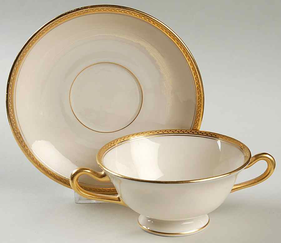 M8 Footed Cream Soup Bowl & Saucer Set by Lenox-1