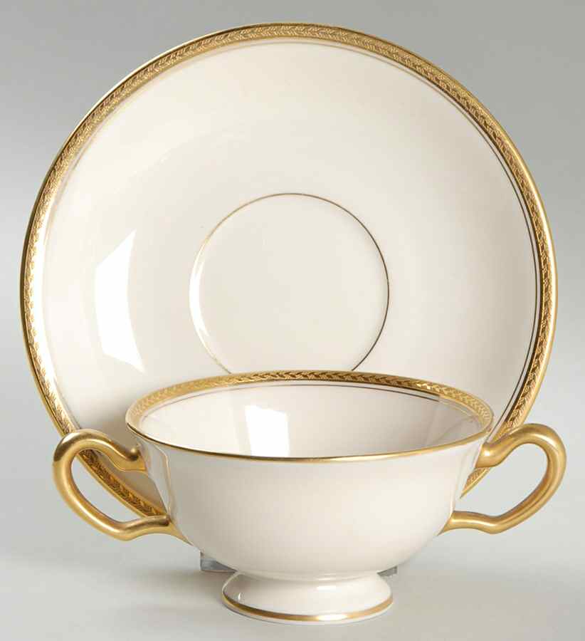 M8 Footed Cream Soup Bowl & Saucer Set by Lenox-1