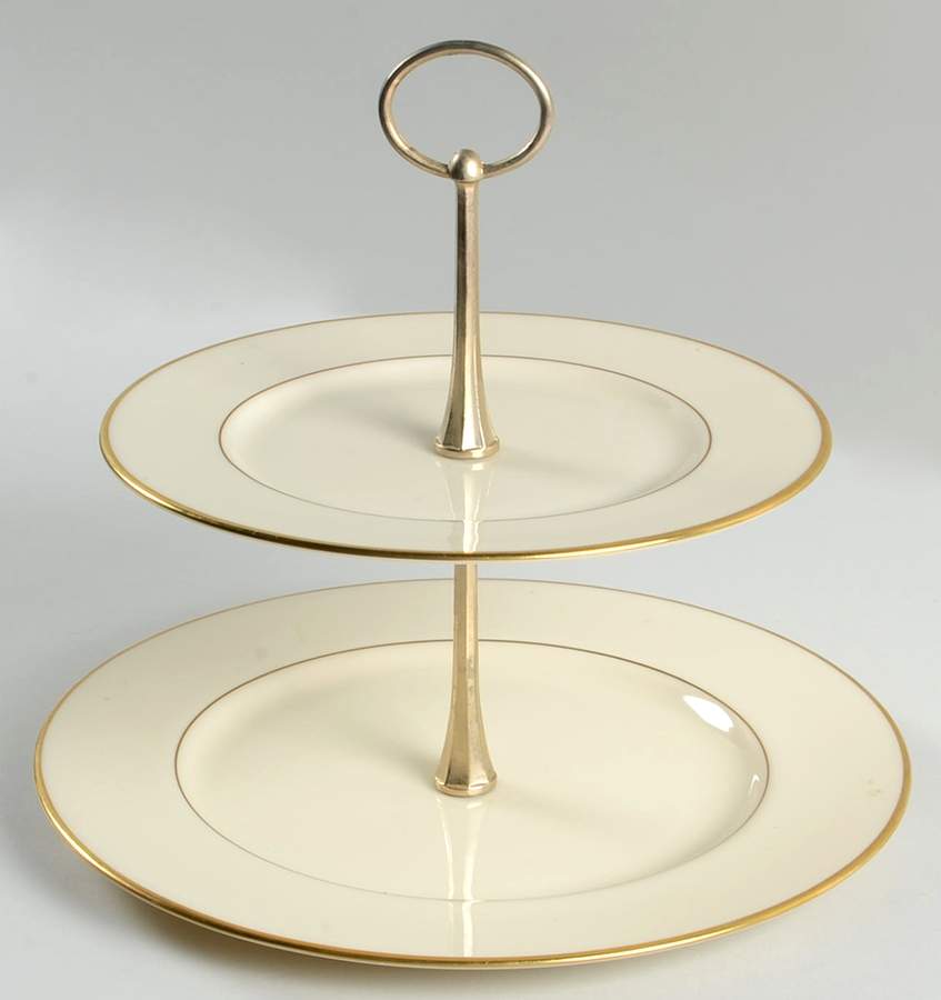 Mansfield 2 Tiered Serving Tray (Dinner & Salad Plate) by Lenox-1