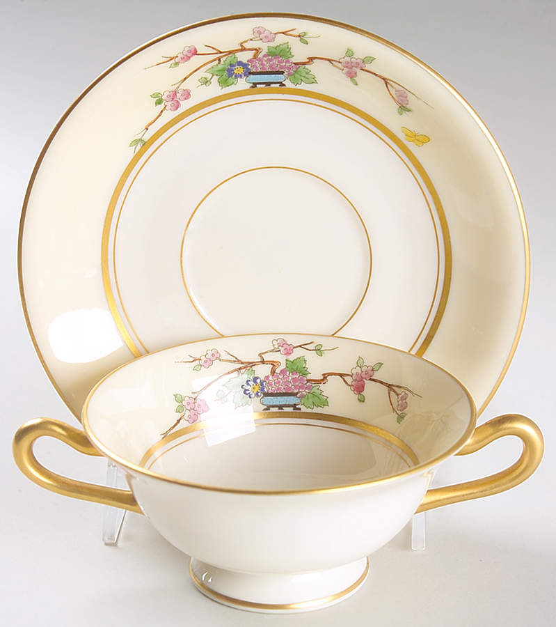 Mandarin Footed Bouillon Cup & Saucer by Lenox-1