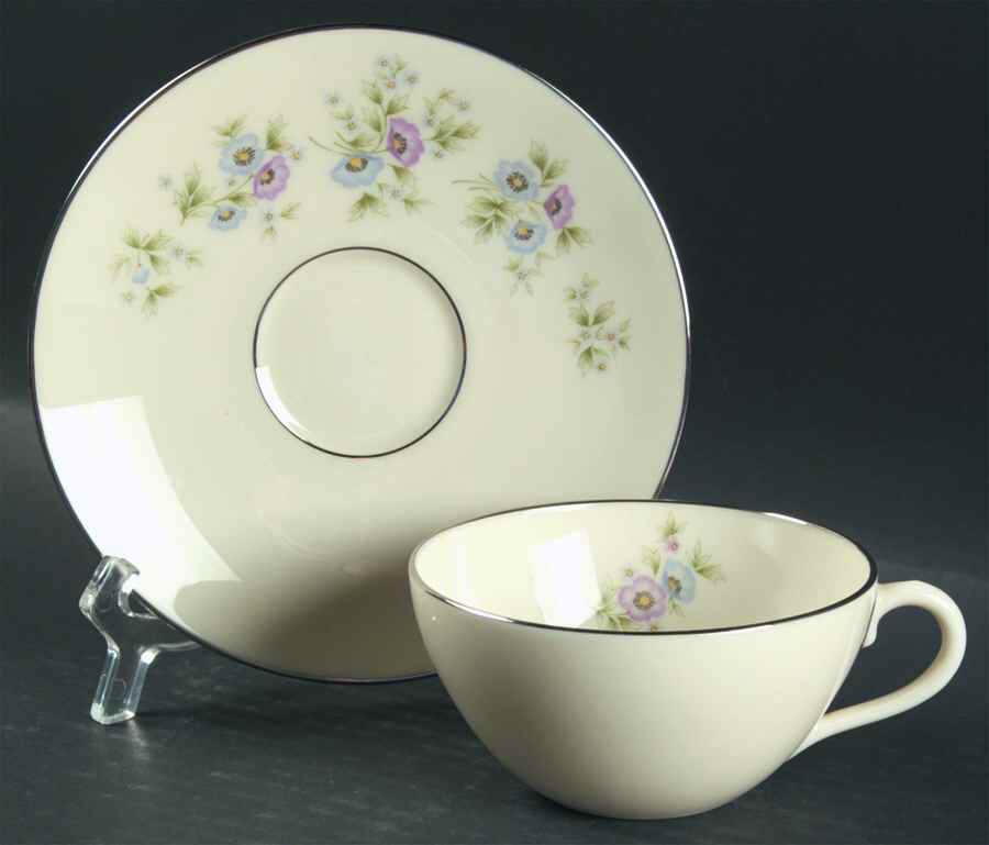 Maywood (Blue Floral) Flat Cup & Saucer Set by Lenox-1