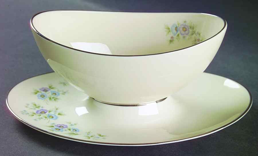 Maywood (Blue Floral) Gravy Boat with Attached Underplate by Lenox-1