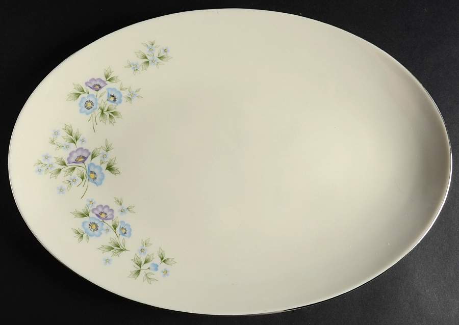 Maywood (Blue Floral) 16" Oval Serving Platter by Lenox-1
