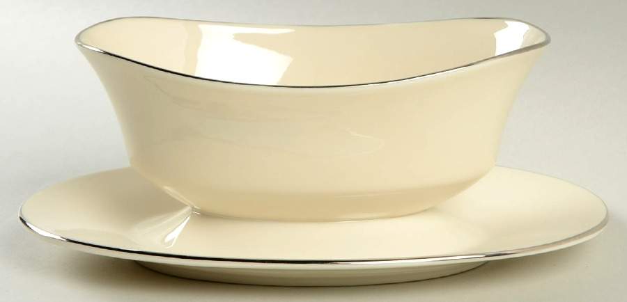Maywood (No Design) Gravy Boat with Attached Underplate by Lenox-1