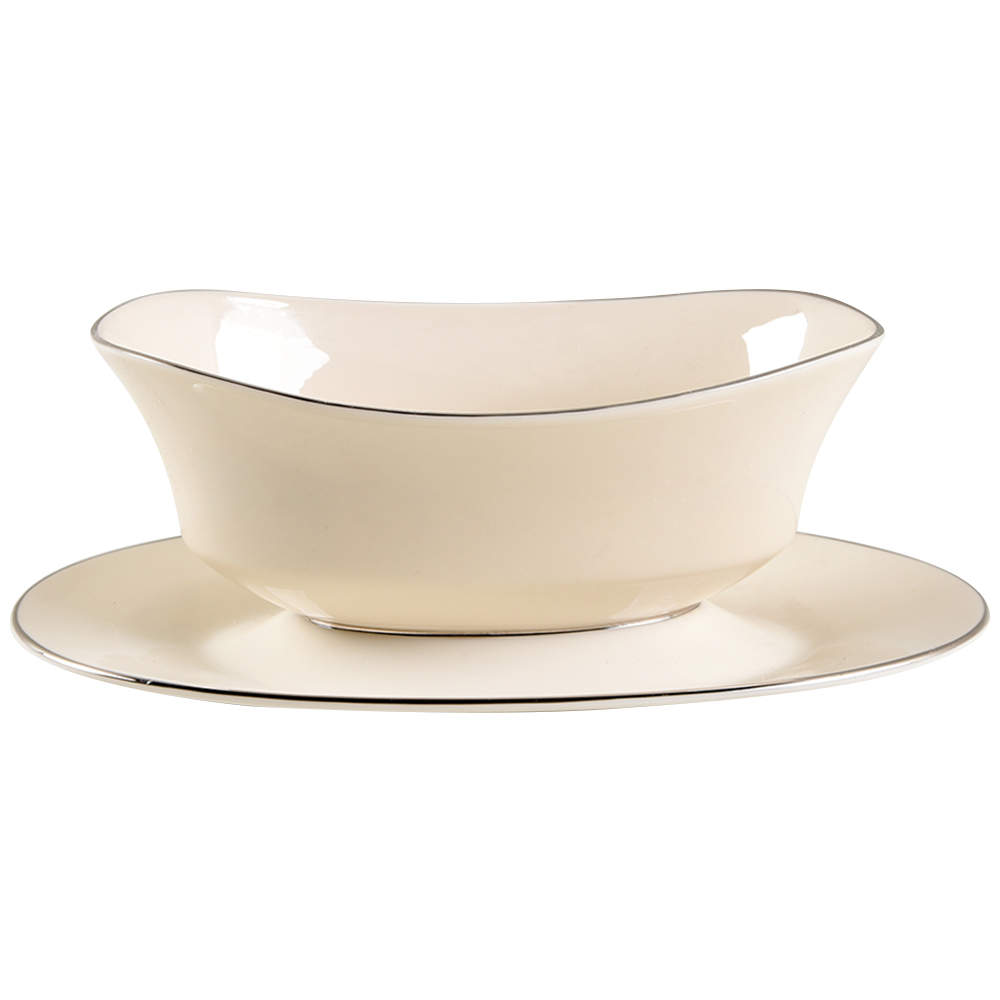 Maywood (No Design) Gravy Boat with Attached Underplate by Lenox-1