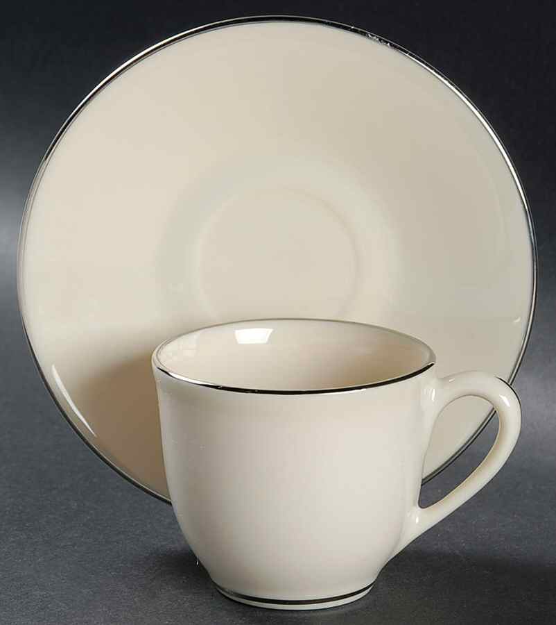 Maywood (No Design) Flat Demitasse Cup & Saucer Set by Lenox-1
