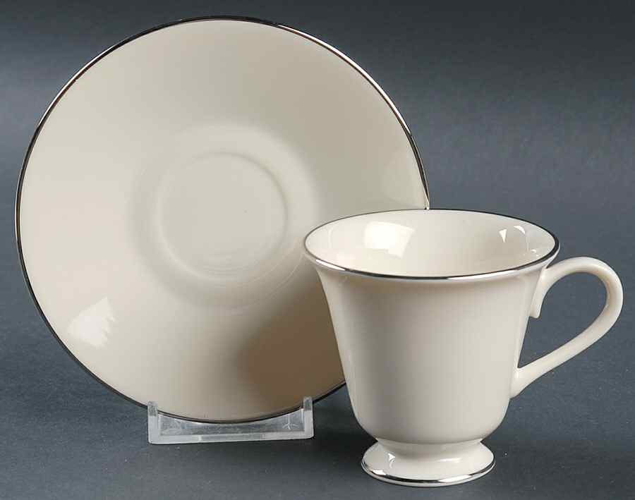 Maywood (No Design) Footed Demitasse Cup & Saucer Set by Lenox-1