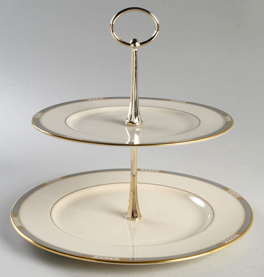 McKinley 2 Tiered Serving Tray (Dinner & Salad Plate) by Lenox-1