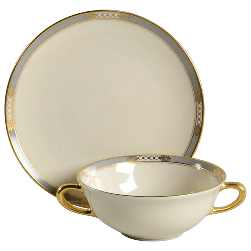 McKinley Flat Cream Soup Bowl & Saucer Set by Lenox-1