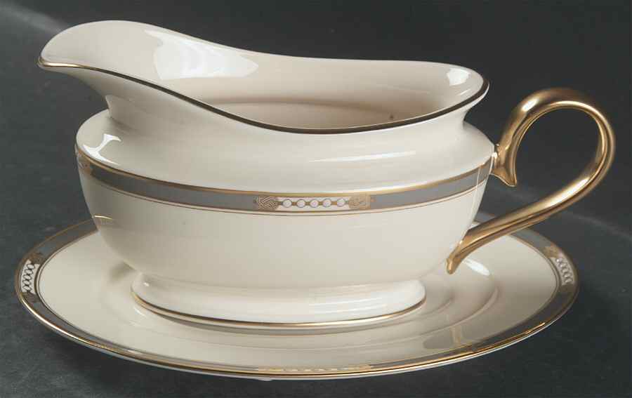 McKinley 1999 Shape Gravy Boat & Underplate by Lenox-1