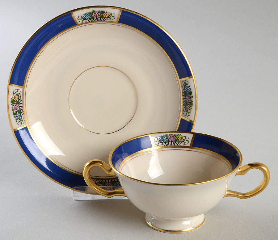 Meadowbrook Footed Cream Soup Bowl & Saucer Set by Lenox-1