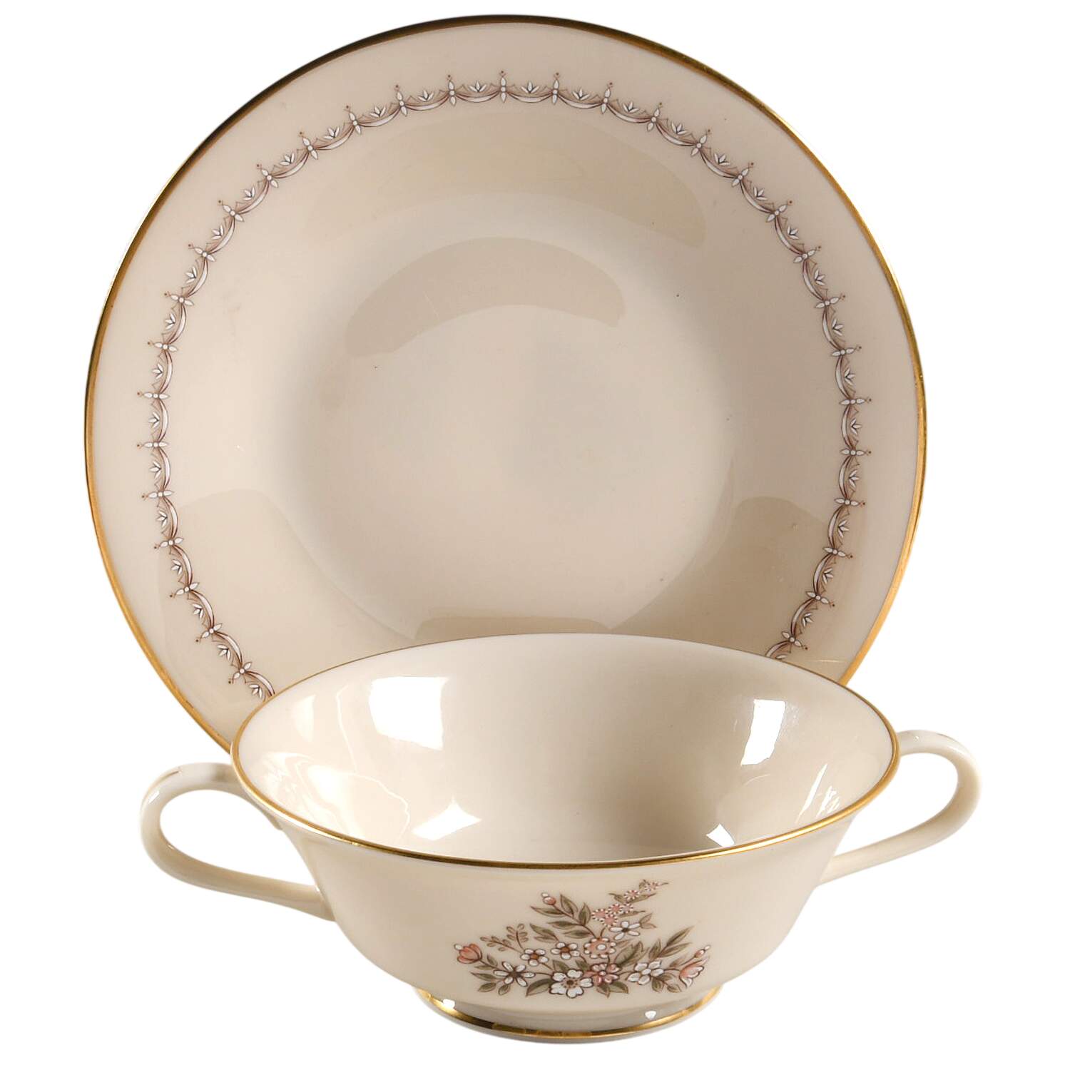 Medley Footed Cream Soup Bowl & Saucer Set by Lenox-1