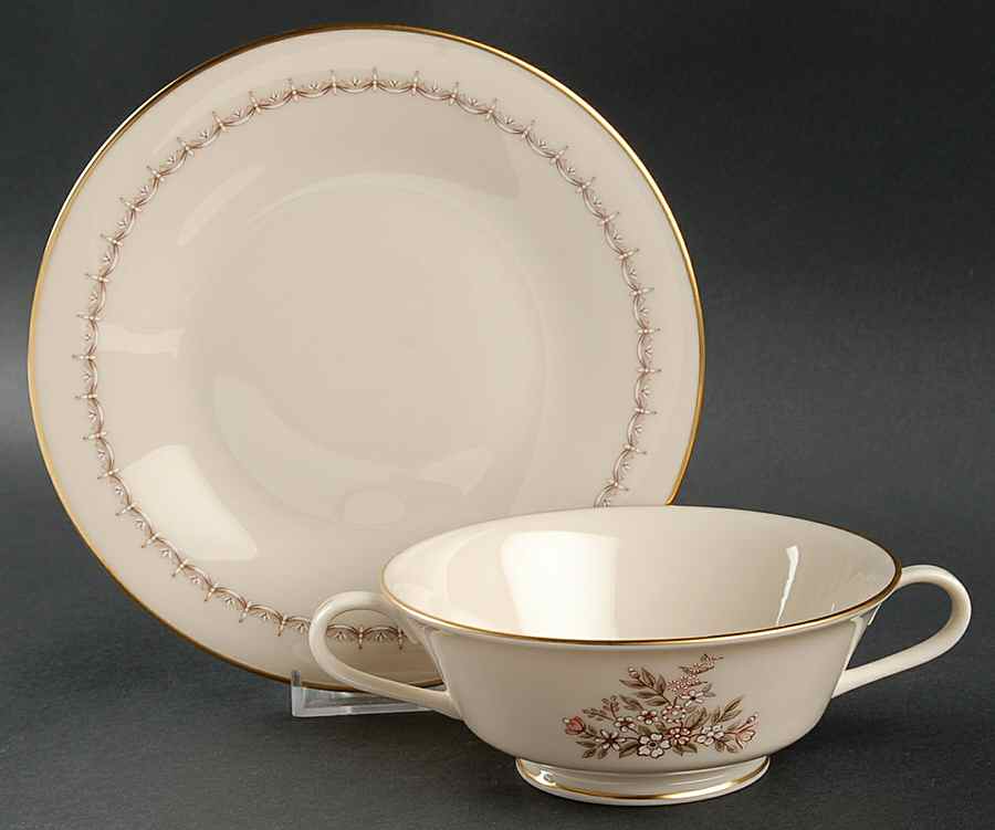 Medley Footed Cream Soup Bowl & Saucer Set by Lenox-1