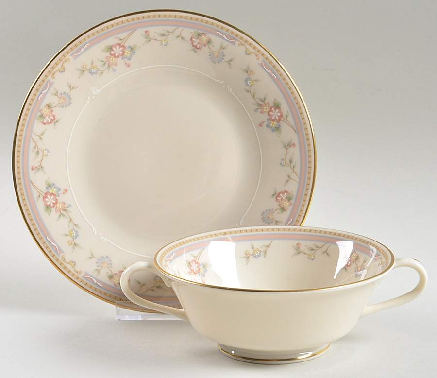 Medford Footed Cream Soup Bowl & Saucer Set by Lenox-1