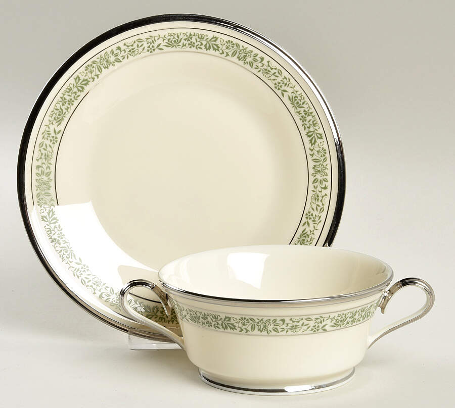 Memoir Footed Cream Soup Bowl & Saucer Set by Lenox-1