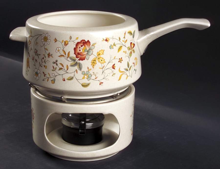Merriment Open Fondue Pot w/Warmer Stand,Metal Rack & Burner by Lenox-1