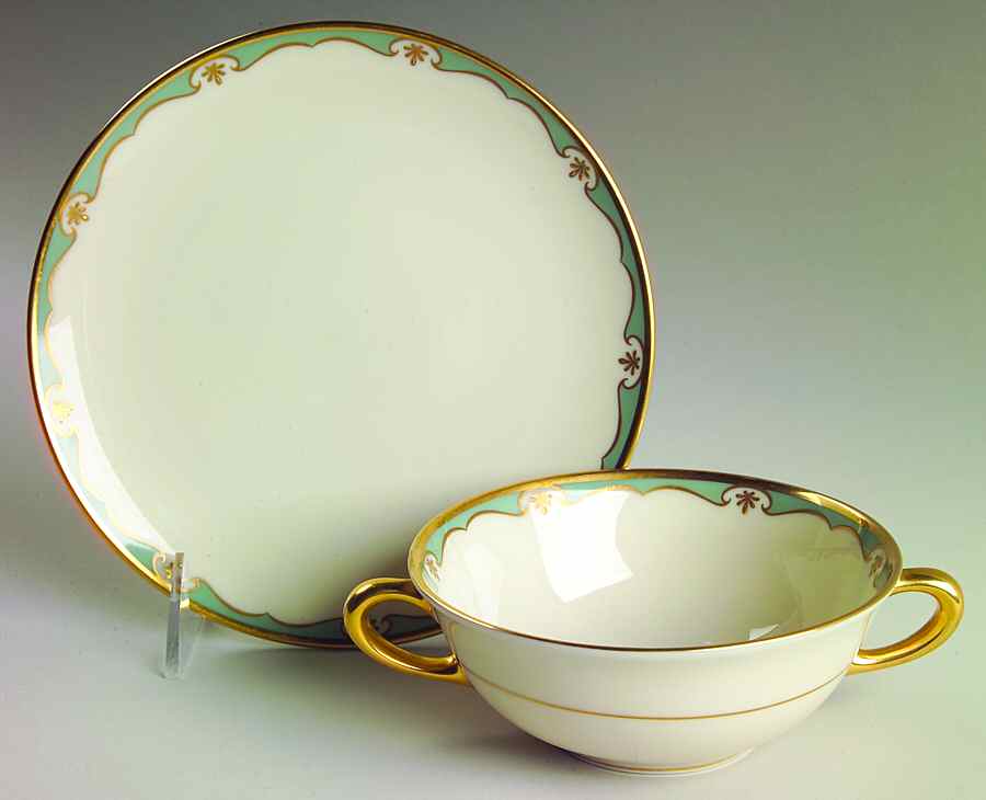 Meredith Turquoise Flat Cream Soup Bowl & Saucer Set by Lenox-1