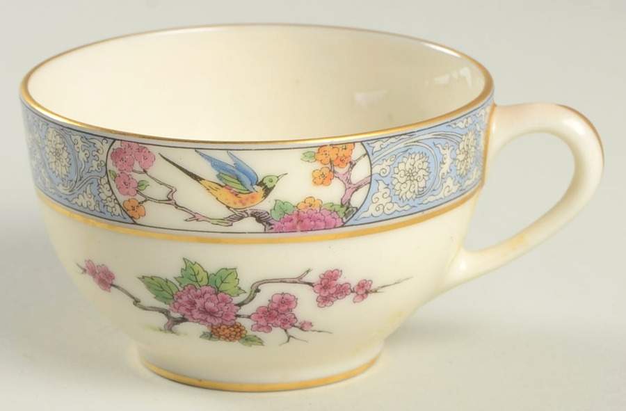 Ming-Birds (Older, Cream, Black Green Stamp) Flat Cup by Lenox-1