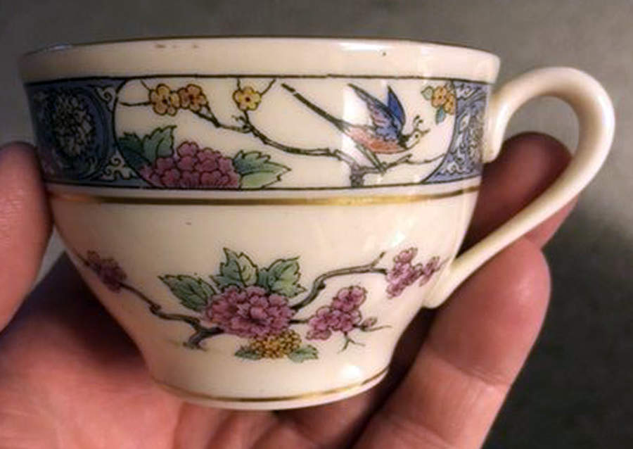 Ming-Birds (Older, Cream, Black Green Stamp) Flat Demitasse Cup by Lenox-1