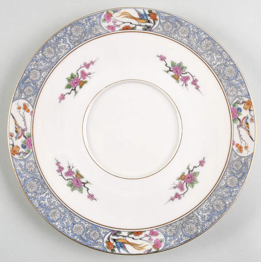 Ming-Birds (Older, Cream, Black Green Stamp) Cheese and Cracker Plate by Lenox-1