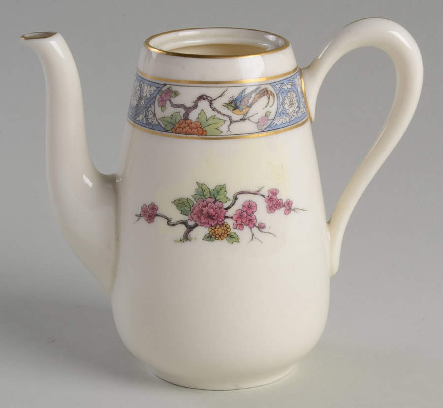 Ming-Birds (Older, Cream, Black Green Stamp) Coffee Pot No Lid by Lenox-1